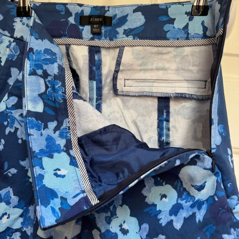 J. CREW 6 TALL Remi Blue Floral Re-Imagined Watercolor Pants Womens size 6T